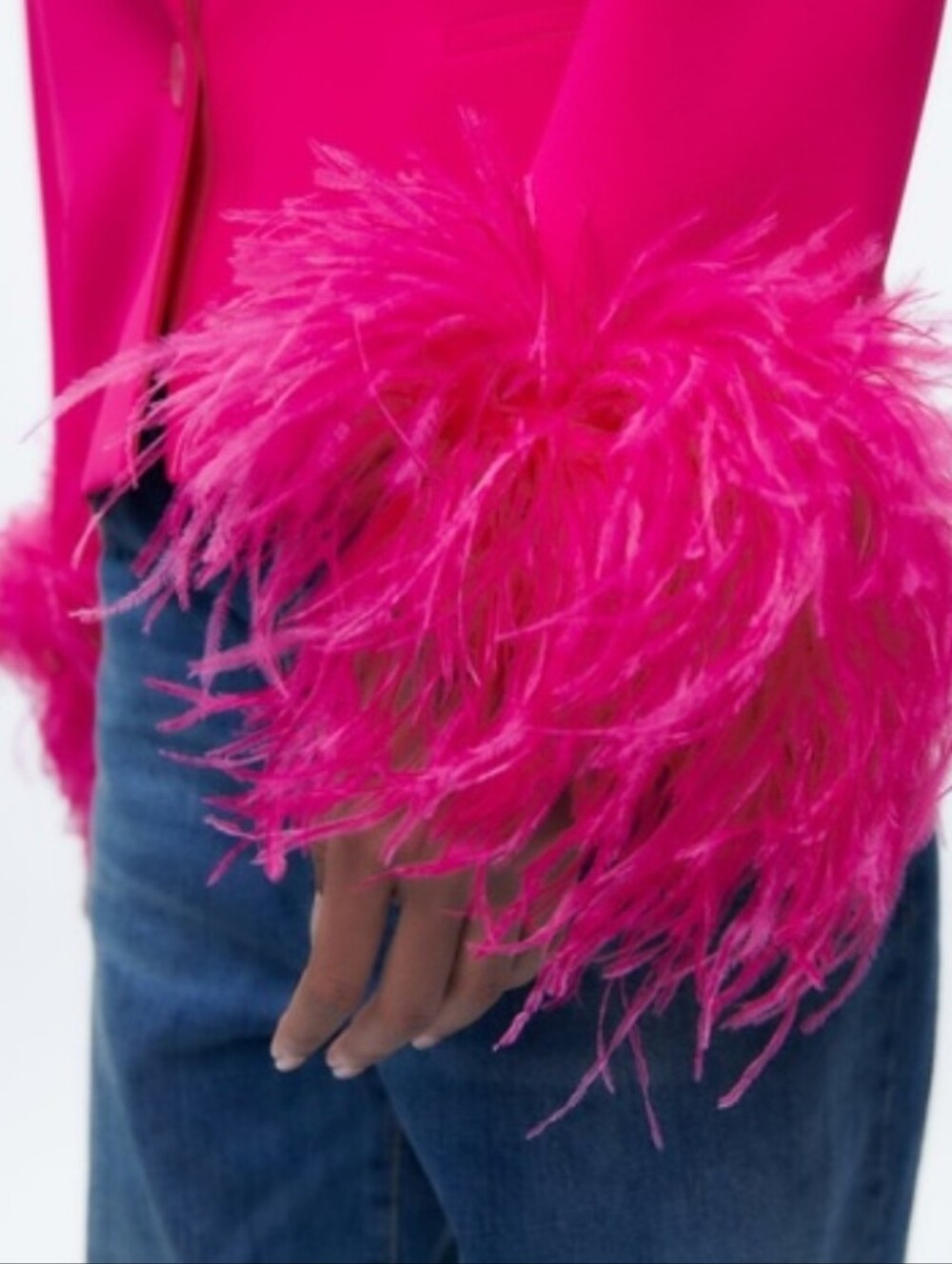 Zara cropped feather blazer pink size M - Picture 13 of 15